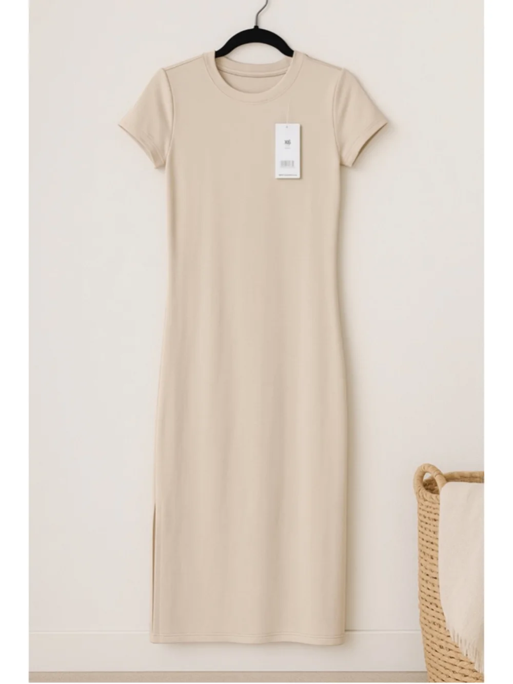 Magaschoni Sand Shell Short Sleeve Midi T-Shirt Dress | Size XS | NWT